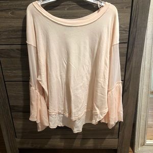 Free people blush top with puff sleeves